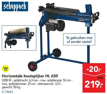 Promoties Scheppach horizontale houtsplijter hl 650 - Scheppach - Geldig van 10/11/2017 tot 29/11/2017 bij Makro