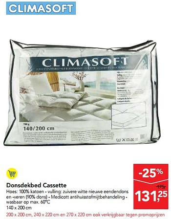 Promotions Climasoft donsdekbed cassette - Climasoft - Valide de 10/11/2017 à 29/11/2017 chez Makro