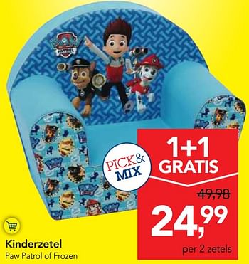 Promoties Kinderzetel paw patrol of frozen 1+1 gratis - Huismerk - Makro - Geldig van 10/11/2017 tot 29/11/2017 bij Makro