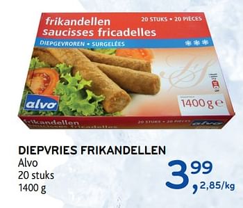 Promotions Diepvries frikandellen - Produit maison - Alvo - Valide de 15/11/2017 à 28/11/2017 chez Alvo