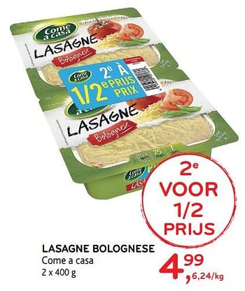 Promoties Lasagne bolognese - Come a Casa - Geldig van 15/11/2017 tot 28/11/2017 bij Alvo