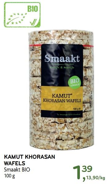 Promoties Kamut khorasan wafels - Smaakt - Geldig van 15/11/2017 tot 28/11/2017 bij Alvo