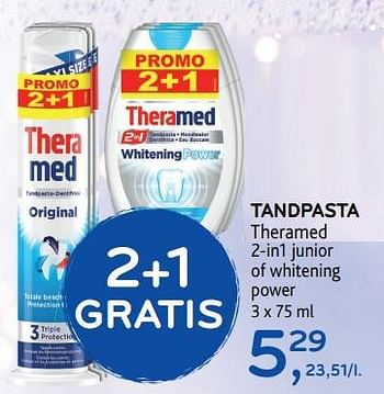 Promoties Tandpasta 2 in-1 junior 2+1 gratis - Theramed - Geldig van 15/11/2017 tot 28/11/2017 bij Alvo