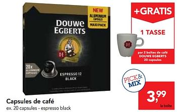 Promotions Capsules de café espresso black - Douwe Egberts - Valide de 10/11/2017 à 29/11/2017 chez Makro