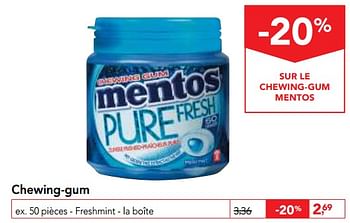 Promotions Chewing-gum - Mentos - Valide de 10/11/2017 à 29/11/2017 chez Makro