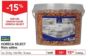 Promotions Horeca select noix salées hot mix - Produit maison - Makro - Valide de 10/11/2017 à 29/11/2017 chez Makro