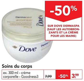 Promotions Soins du corps crème corporelle - Dove - Valide de 10/11/2017 à 29/11/2017 chez Makro