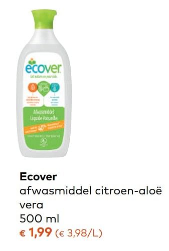 Promoties Ecover afwasmiddel citroen-aloë vera - Ecover - Geldig van 08/11/2017 tot 05/12/2017 bij Bioplanet