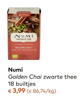 Promoties Numi golden chai zwarte thee - Numi - Geldig van 08/11/2017 tot 05/12/2017 bij Bioplanet