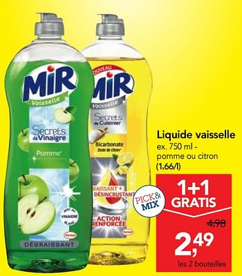 Promotions Liquide vaisselle - Mir - Valide de 10/11/2017 à 29/11/2017 chez Makro