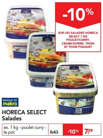 Promoties Salades poulet curry - Huismerk - Makro - Geldig van 10/11/2017 tot 29/11/2017 bij Makro