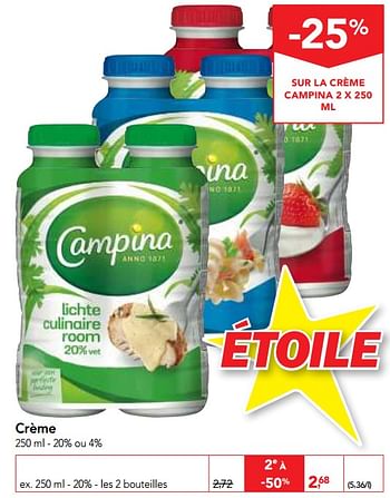 Promotions Crème - Campina - Valide de 10/11/2017 à 29/11/2017 chez Makro