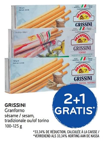 Promotions Grissini 2+1 gratis - Granforno - Valide de 15/11/2017 à 28/11/2017 chez Alvo