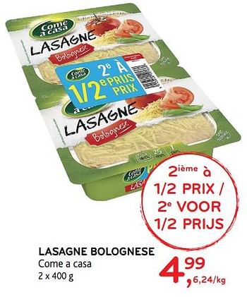 Promotions Lasagne bolognese - Come a Casa - Valide de 15/11/2017 à 28/11/2017 chez Alvo