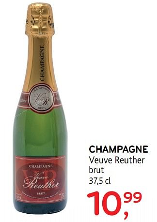 Promotions Champagne veuve reuther brut - Champagne - Valide de 15/11/2017 à 28/11/2017 chez Alvo