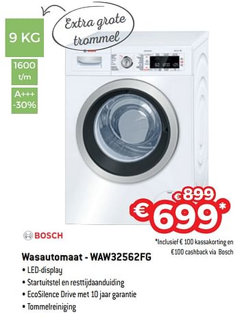 Promoties Bosch wasautomaat - waw32562fg - Bosch - Geldig van 13/11/2017 tot 30/11/2017 bij Exellent