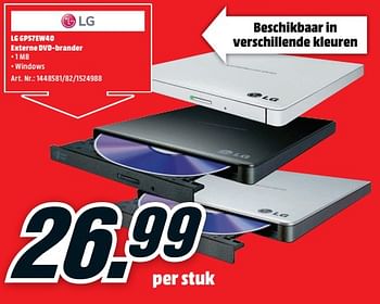 Promoties Lg gp57ew40 externe dvd-brander - LG - Geldig van 13/11/2017 tot 19/11/2017 bij Media Markt