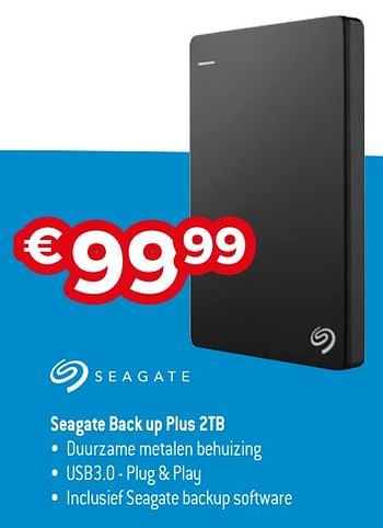 Promoties Seagate back up plus 2tb - Seagate - Geldig van 13/11/2017 tot 30/11/2017 bij Exellent