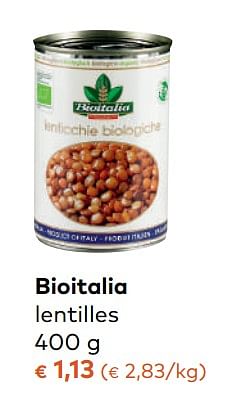 Promotions Bioitalia lentilles - Bioitalia - Valide de 08/11/2017 à 05/12/2017 chez Bioplanet