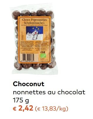 Promotions Choconut nonnettes au chocolat - Produit maison - Bioplanet - Valide de 08/11/2017 à 05/12/2017 chez Bioplanet