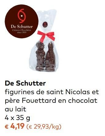 Promotions De schutter figurines de saint nicolas et père fouettard en chocolat au lait - De Schutter - Valide de 08/11/2017 à 05/12/2017 chez Bioplanet