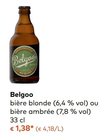 Promotions Belgoo bière blonde ou bière ambrée - Belgoo - Valide de 08/11/2017 à 05/12/2017 chez Bioplanet