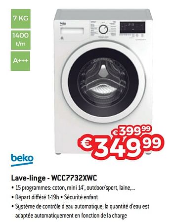 Promoties Beko lave-linge - wcc7732xwc - Beko - Geldig van 13/11/2017 tot 30/11/2017 bij Exellent