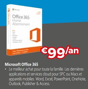 Promotions Microsoft office 365 - Microsoft - Valide de 13/11/2017 à 30/11/2017 chez Exellent