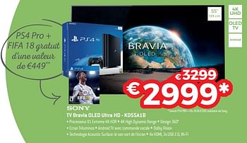 Promotions Sony tv bravia oled ultra hd - kd55a1b - Sony - Valide de 13/11/2017 à 30/11/2017 chez Exellent
