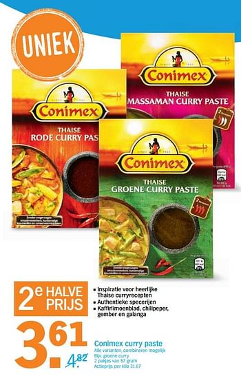 Promoties Conimex curry pasta - Conimex - Geldig van 13/11/2017 tot 19/11/2017 bij Albert Heijn