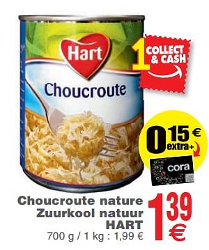 Promoties Choucroute nature zuurkool natuur hart - Hart - Geldig van 14/11/2017 tot 20/11/2017 bij Cora