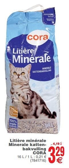 Promoties Litière minérale minerale kattenbakvulling cora - Huismerk - Cora - Geldig van 14/11/2017 tot 27/11/2017 bij Cora