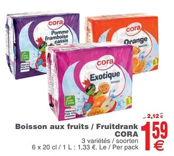 Promoties Boisson aux fruits - fruitdrank cora - Huismerk - Cora - Geldig van 14/11/2017 tot 20/11/2017 bij Cora