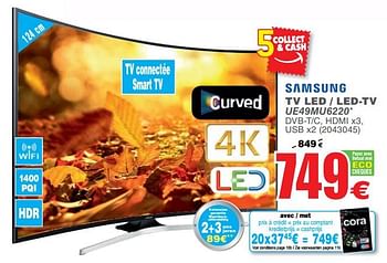 Promoties Samsung tv led - led-tv ue49mu6220 - Samsung - Geldig van 14/11/2017 tot 27/11/2017 bij Cora