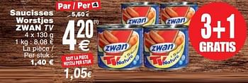 Promoties Saucisses worstjes zwan tv - Zwan - Geldig van 14/11/2017 tot 20/11/2017 bij Cora