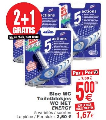 Promoties Bloc wc toiletblokjes wc net energy - WC Net - Geldig van 14/11/2017 tot 20/11/2017 bij Cora