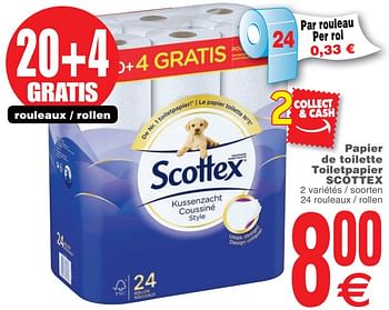 Promoties Papier de toilette toiletpapier scottex - Scottex - Geldig van 14/11/2017 tot 20/11/2017 bij Cora