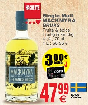 Promoties Single malt mackmyra bruks fruité + épicé fruitig + kruidig - Hachette - Geldig van 14/11/2017 tot 20/11/2017 bij Cora