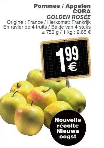Promoties Pommes - appelen cora golden rosée - Huismerk - Cora - Geldig van 14/11/2017 tot 20/11/2017 bij Cora