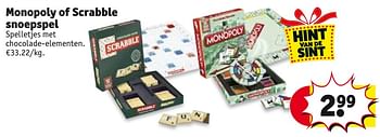 Promotions Monopoly of scrabble snoepspel - Produit maison - Kruidvat - Valide de 14/11/2017 à 26/11/2017 chez Kruidvat