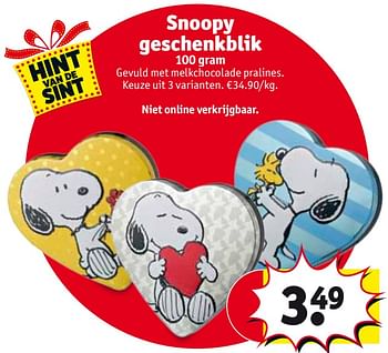 Promoties Snoopy geschenkblik - Snoopy - Geldig van 14/11/2017 tot 26/11/2017 bij Kruidvat