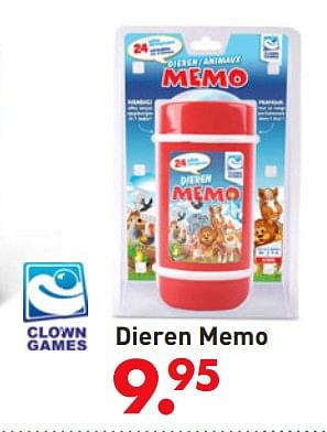 Promoties Dieren memo - Clown Games - Geldig van 05/10/2017 tot 06/12/2017 bij Unikamp
