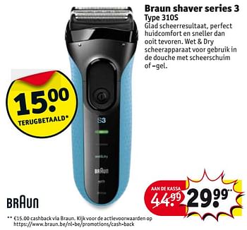 Promoties Braun shaver series 3 310s - Braun - Geldig van 14/11/2017 tot 26/11/2017 bij Kruidvat