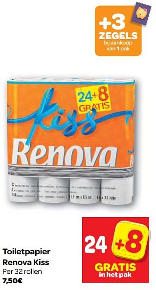 Promoties Toiletpapier renova kiss - Renova - Geldig van 15/11/2017 tot 20/11/2017 bij Carrefour