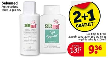 Promoties Pain sans savon + gel douche spa - Sebamed - Geldig van 14/11/2017 tot 26/11/2017 bij Kruidvat