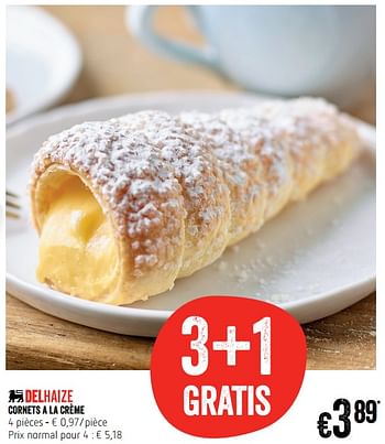 Promotions Cornets a la crème - Produit Maison - Delhaize - Valide de 16/11/2017 à 22/11/2017 chez Delhaize