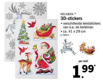 Promoties 3d-stickers - Melinera - Geldig van 20/11/2017 tot 25/11/2017 bij Lidl