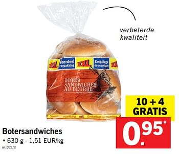 Promoties Botersandwiches - Huismerk - Lidl - Geldig van 20/11/2017 tot 25/11/2017 bij Lidl