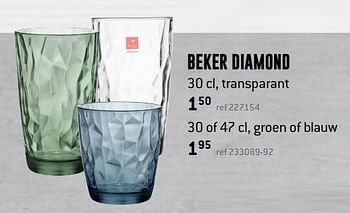 Promoties Beker diamond - Huismerk - Free Time - Geldig van 23/10/2017 tot 20/11/2017 bij Freetime