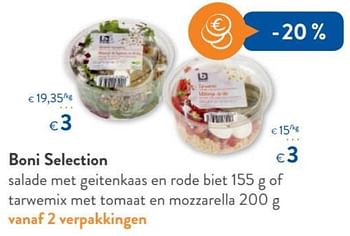 Promoties Boni selection salade met geitenkaas en rode biet of tarwemix met tomaat en mozzarella - Boni - Geldig van 15/11/2017 tot 28/11/2017 bij OKay